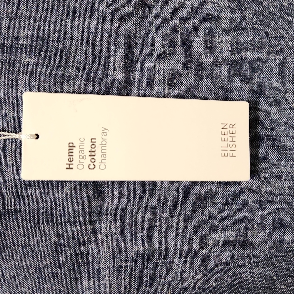 NWT Eileen Fisher Hemp Organic Cotton Chambray Ballet Neck Box Top. Size XXS - Picture 8 of 9